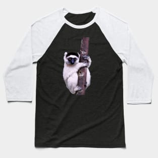 Cute Sifaka Lemur monkey clinging to a tree Baseball T-Shirt